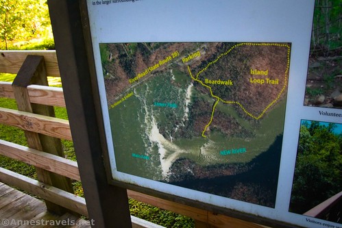 Trail map at the Sandstone Falls Trailhead, New River Gorge National Park, West Virginia