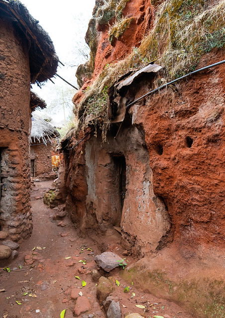 Small shelters in the nunnery, Amhara Region, Lalibela, Ethiopia