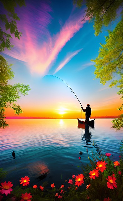 Sunset Fishing.     _TradingCard(125)