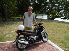 Al with the motorcycle we rented on Pangkor Island in Malaysia