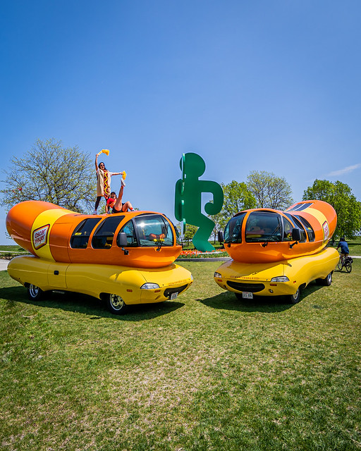 Oscar Mayer Wienermobile with Keith Haring Self-Portrait at AIDS Garden Chicago