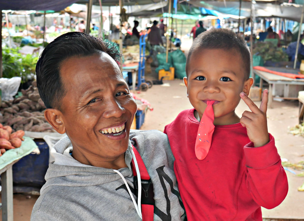 Father and son, Morning Market, Thakhek