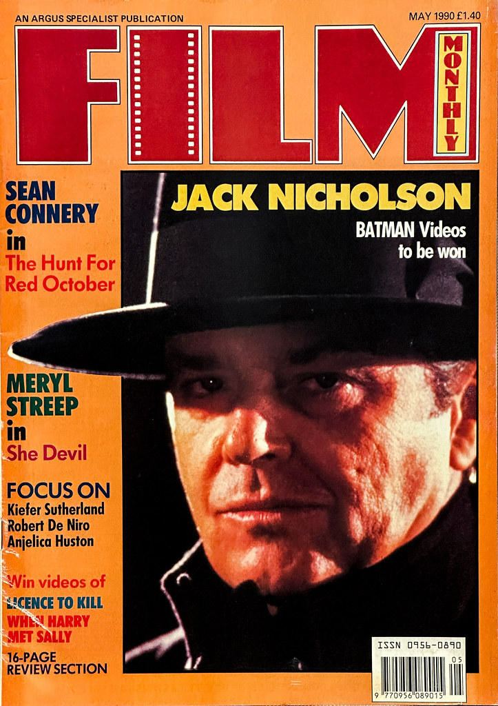 Jack Nicholson as Jack Napier (aka, the Joker) on the cover of “Film Monthly,” May 1990.