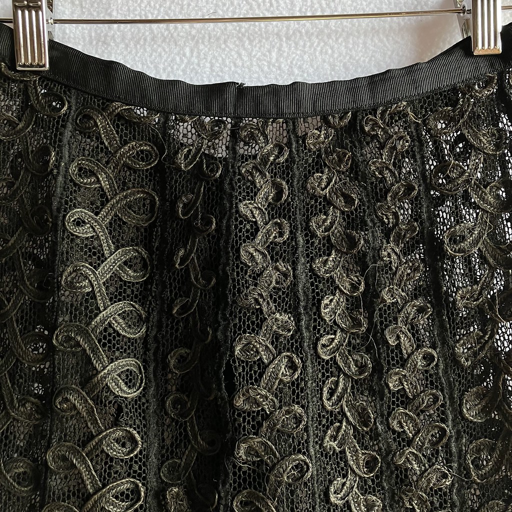 Antique Edwardian Black Lace Overskirt