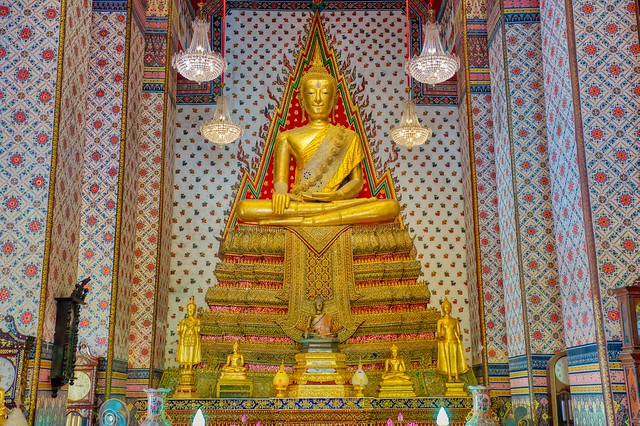 Buddha image at Wat Arun, the temple of dawn, in Bangkok, Thailand