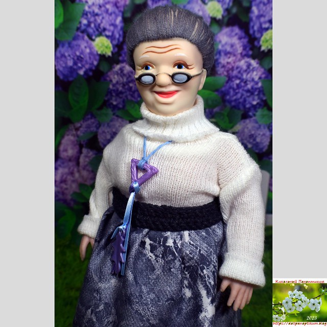 баба-Зина, Бабуля-в-очках, grandmother, vintage-doll, made-in-Hong-Kong, plastic-doll, doll-12”, бабушка, нитяные-волосы
