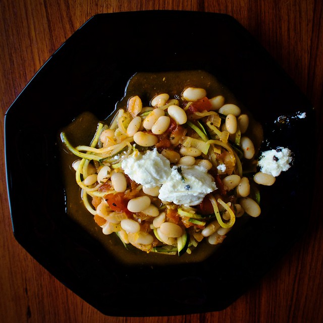 Zoodles, White Beans, and Marinated Feta