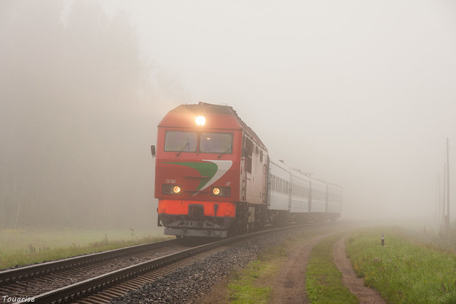 Diesel train TEP70BS, Krauja, Latvia, 2016