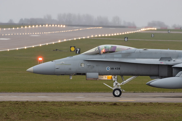 Finnish Air Force | HN-438 F/A-18C Hornet | Holding on the taxiway