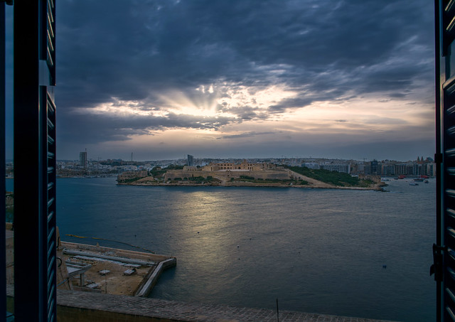 Sunset, Fort Manoel, Marsamxett Harbour, Valletta, Malta