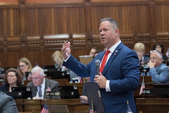 State Rep. Craig Fishbein asks questions about a bill during debate in the House of Representatives.