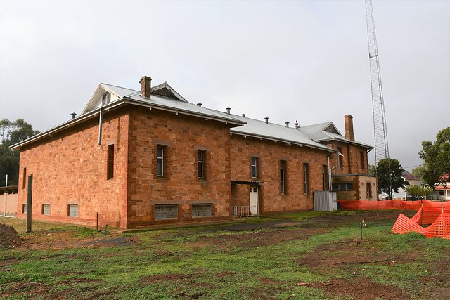 Side and rear view of the very large Hallett Hall built 1928–1929 as Hallett Institute. Mid North South Australia
