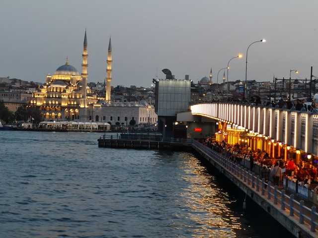 Galata Bridge over the Golden Horn with New Mosque in the background 🇹🇷