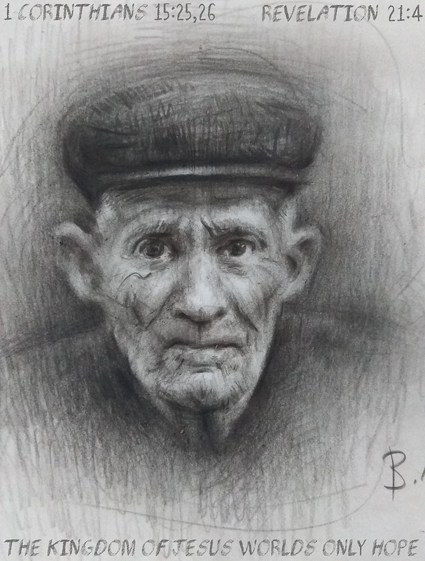 Pencil portrait of an old man