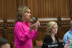 State Rep. Nicole Klarides-Ditria asks questions about a bill during a session day in the House of Representatives.