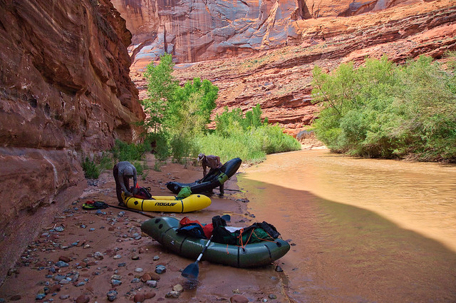 The start of our packrafting trip down the River