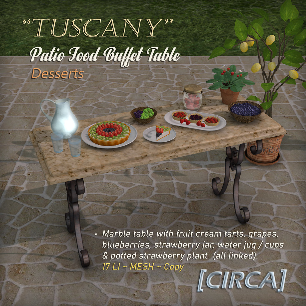 [CIRCA] – Tuscany – Patio Food Buffet Table – Desserts