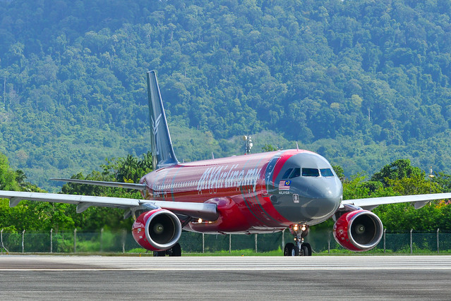 Passenger airplane at Langkawi Airport, Malaysia