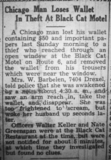 2023-06-03. 1953 Gazette, Chicago Man Loses Wallet at Black Cat Motel