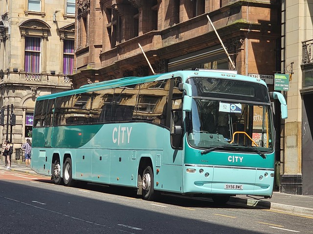 SV56BWC City Transport Group Plaxton Panther on rail replacement duties in Glasgow