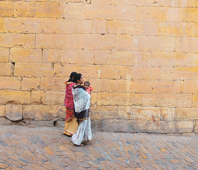 Local woman visiting Jaisalmer Fort, India