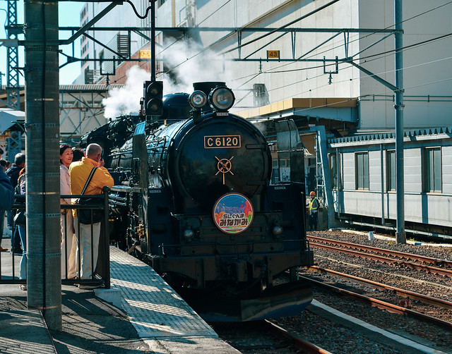 Old train carrying tourists in Gunma, Japan