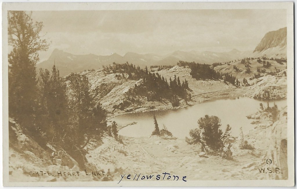 Heart Lake. Yellowstone. Teton County, Wyoming. RPPC.