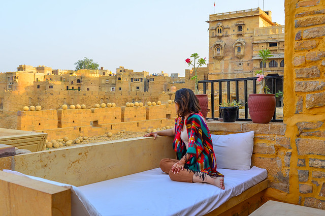 Local woman visiting Jaisalmer Fort, India