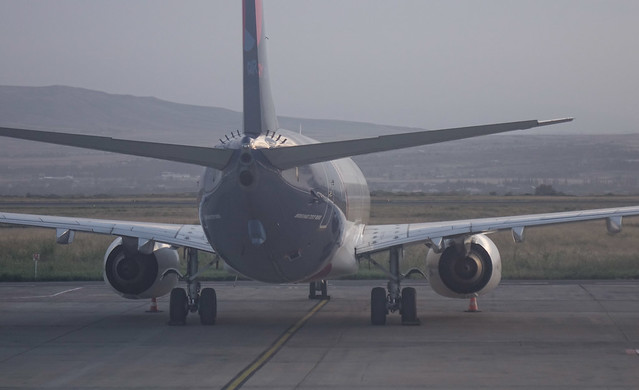 Airplane docking at Tbilisi Airport, Georgia