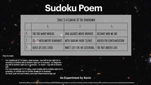 Space Is A Canvas of the Unknown (Soduku Poem)