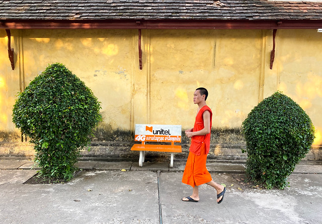 Monk at Buddhist temple in Vientiane