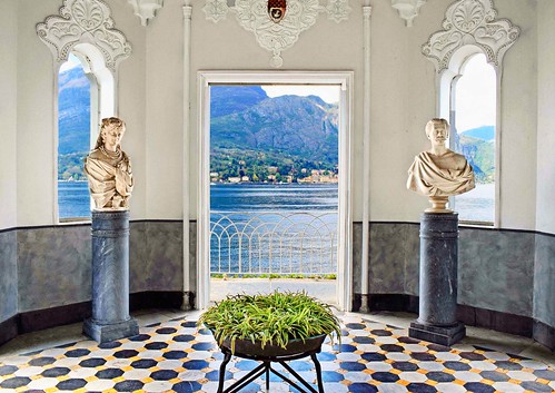 sculpture statue architecture interior windows view marble architecturaldecor pavillion landscapes water mountains lakecomo bellagio lombardy italy travel