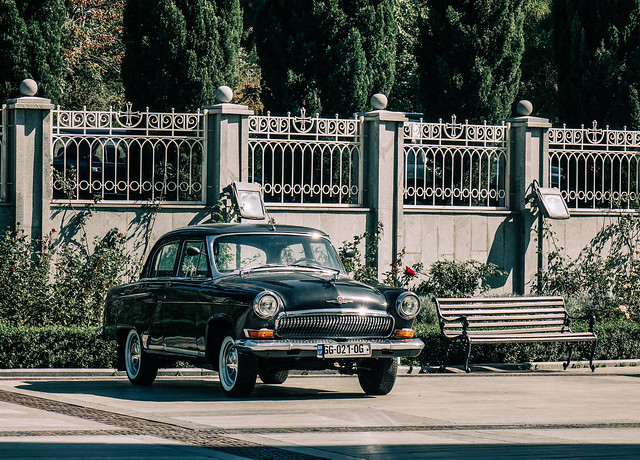 A vintage car on square in Tbilisi, Georgia