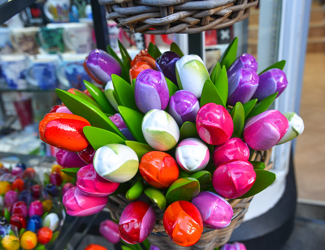 Bouquet of ceramic tulips flowers in Amsterdam