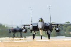 F-15E strike eagles landing at RAF Lakenheath