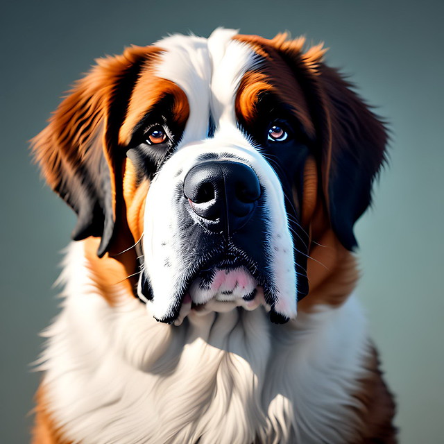 St Bernard dog portrait.