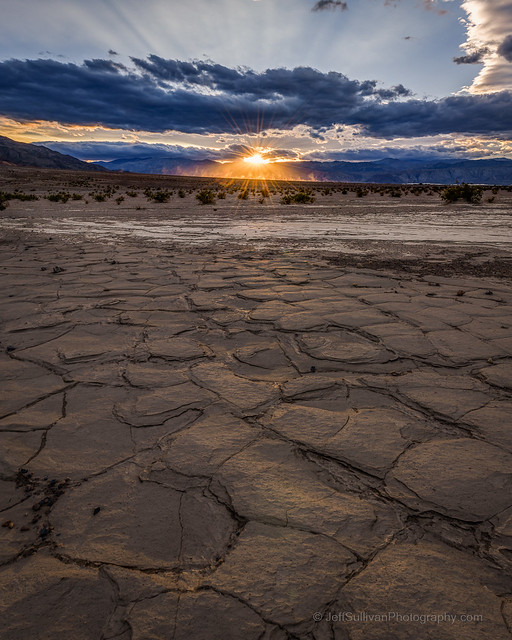Death Valley Mud Cracks Sunset