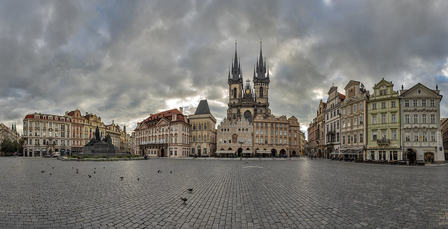 Prague's Old Town Square before 7 a.m.
