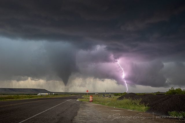 2 June 2023 — Fort Stockton, Texas, USA — Tornado and Lightning