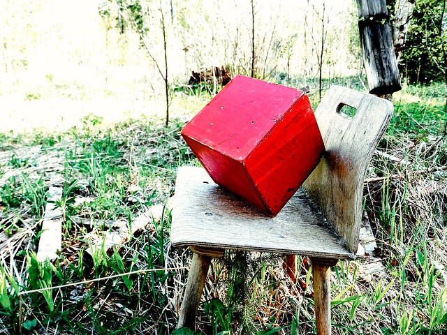 Red wooden cube