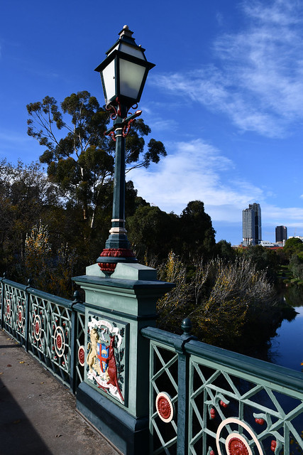 Adelaide - The decorative iron Albert Bridge built over the River Torrens in 1879 and opened by Mrs Buik, mayoress. South Australia
