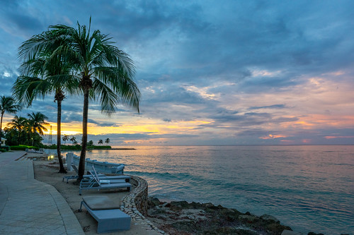 Sunset at Hilton Rose Hall, Jamaica by aroubin - Yay! 5 MILLION views!, 1424 1424mm1424f28 beach building buildings caribbean cloud clouds cloudy color colorful colors colo