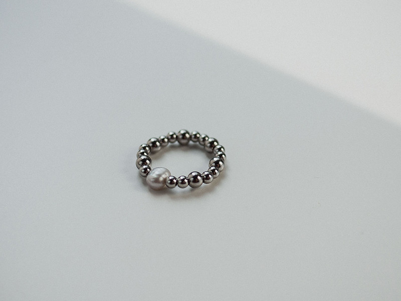 不鏽鋼 戒指 銀色 - ARROGANT - 偏執 * 不銹鋼珍珠 彈性戒指