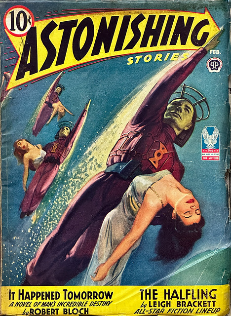“Astonishing Stories,” Vol. 4, No. 3 (February, 1943).  Art by Milton Luros.