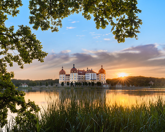 Schloss Moritzburg bei Sonnenuntergang