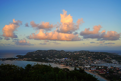 Reddish clouds over Rodney Bay at sunset, St Lucia by Andrey Sulitskiy, saintlucia rodneybay caribbean