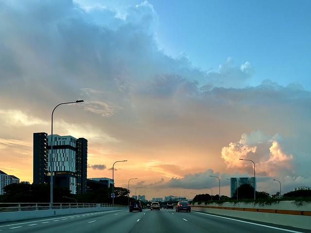 Sunset at the Central Expressway (CTE) Singapore, 8 June 2023. IPhone 14 Pro 13mm.