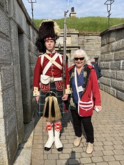 Joan with the sentry on duty at the Halifax Citadel