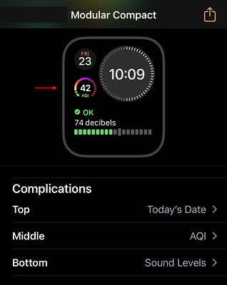 Apple Watch modular compact with AQI complication