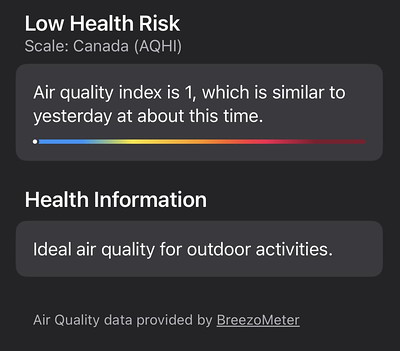 iPhone Weather app Air Quality details